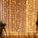 Cortina de Led com 300 Luzes e 8 Modos para Natal natal 4 Produtgy Amarelo - Quente 3 Metros - 300 Leds 